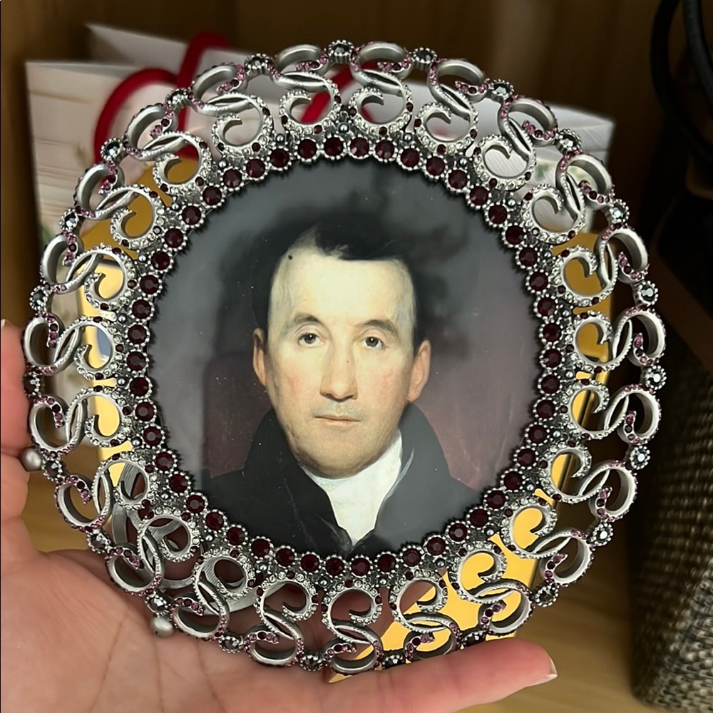 Jay Strongwater Silver and Red Circular Frame